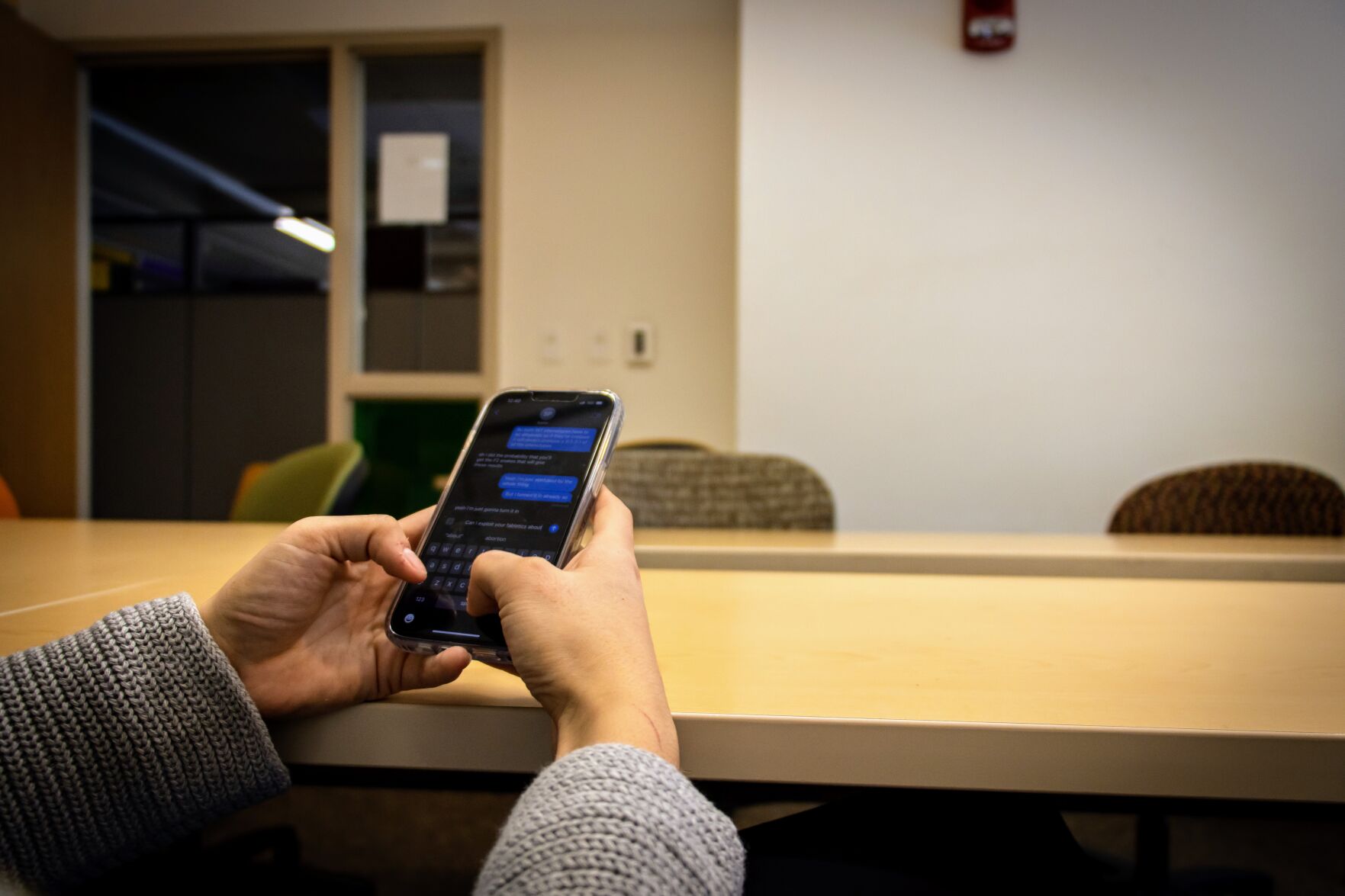 student on phone